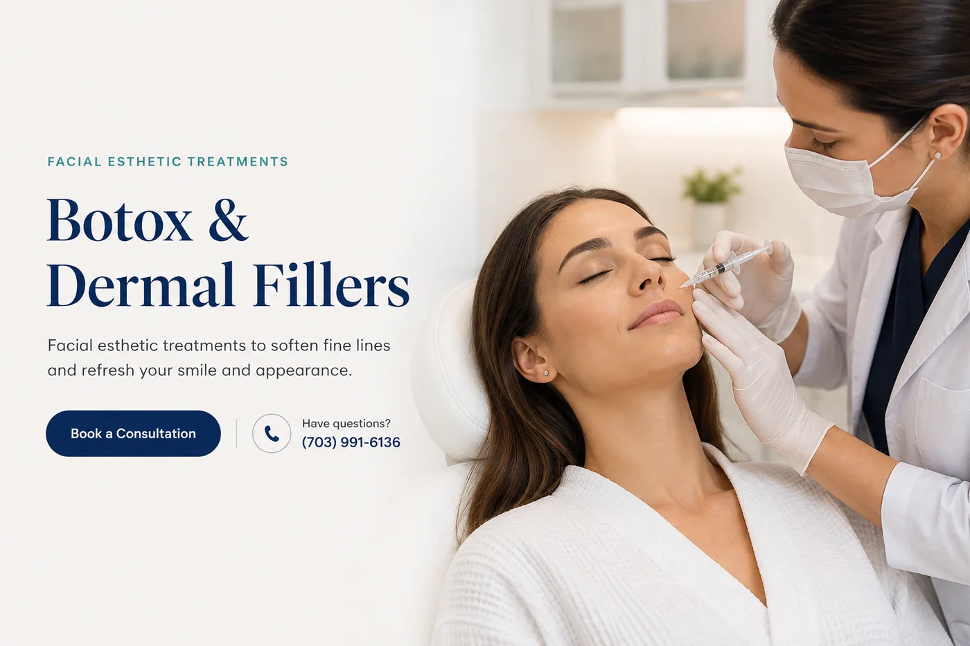 Facial esthetic consultation and treatment in a clinical setting